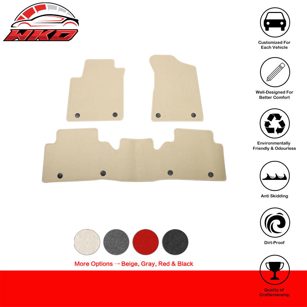 Fits 17-23 Nissan Armada QX80 Anti-Slip Front Rear Floor Mats Nylon 3PCS - Beige