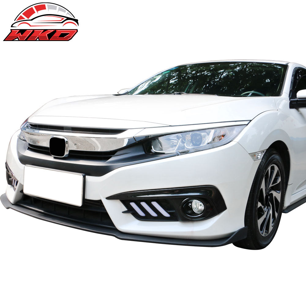 For 16-18 Honda Civic OE Style Fog Light Cover Carbon Fiber Print
