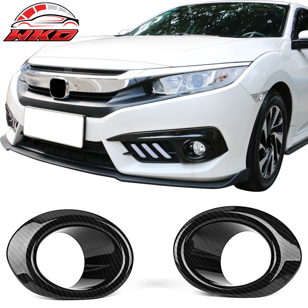 For 16-18 Honda Civic OE Style Fog Light Cover Carbon Fiber Print