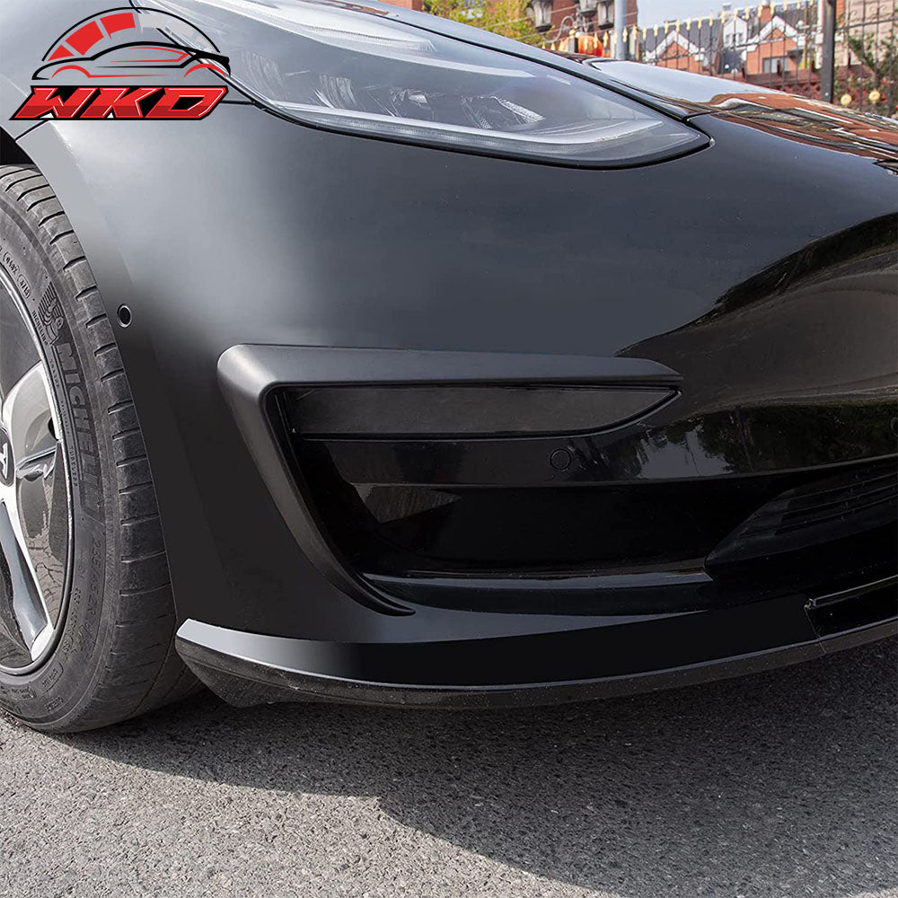 Fits 17-23 Tesla Model 3 Matte Black Fog Light Lamp Trim Eyebrows Cover ABS Pair