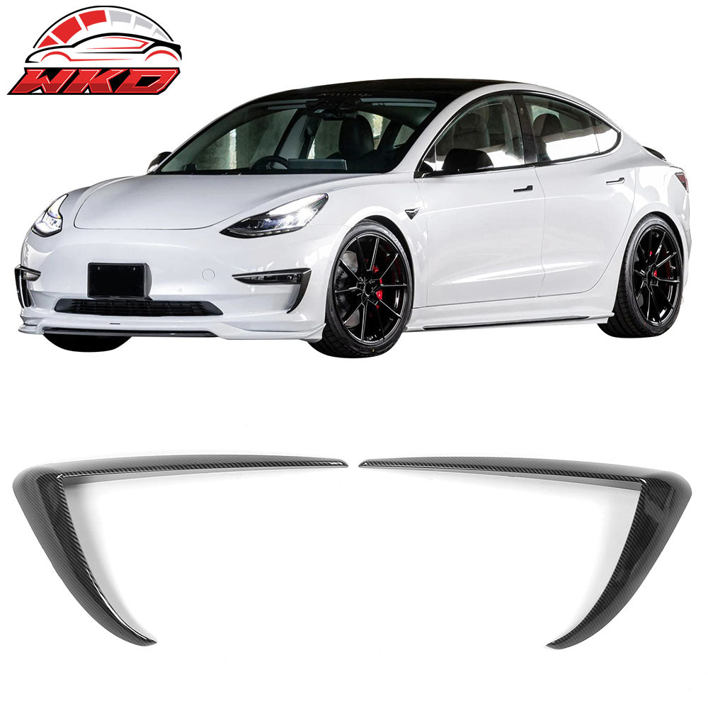 Wholesale 17-23 Tesla Model 3 Carbon Fiber Print Fog Light Lamp Trim Eyebrow Cover ABS