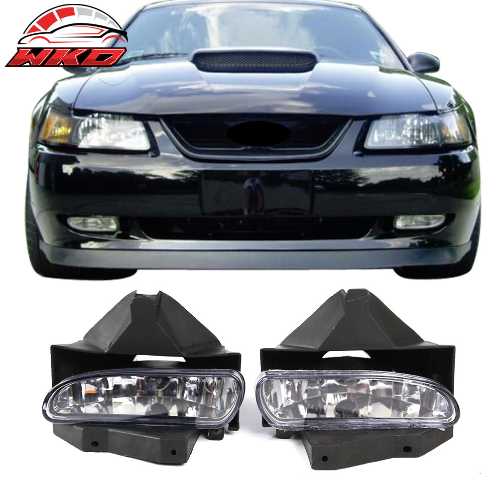 Fits 99-04 Ford Mustang Front Bumper OE Clear Fog Lights Left Right