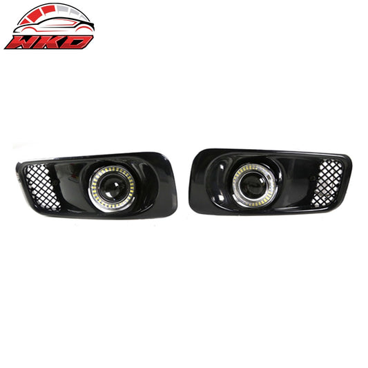 Wholesale 99-00 Honda Civic White LED Halo DRL Projector Fog Lights Lamps - Wikond Auto