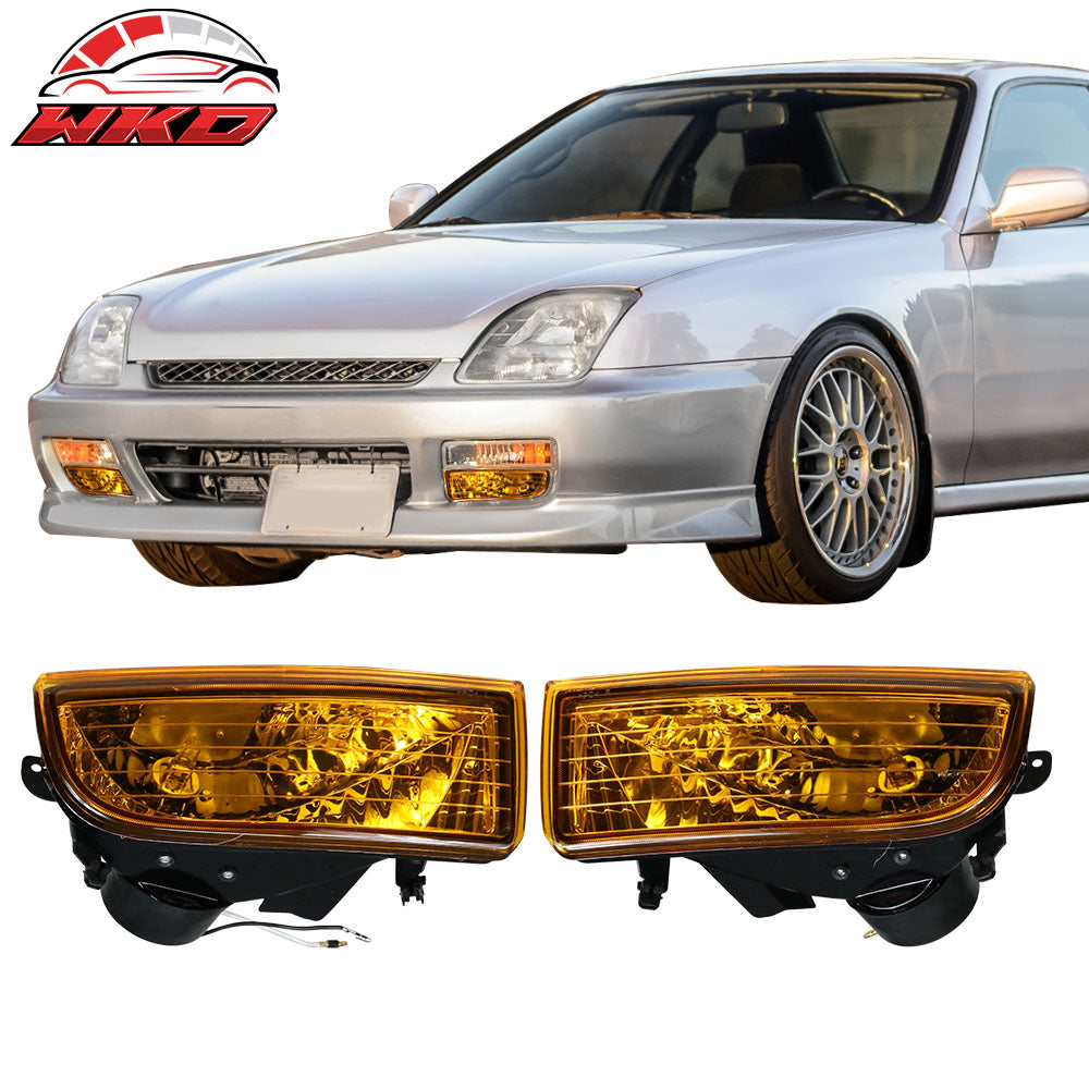 Fits 97-01 Honda Prelude JDM Yellow Lens Aluminum Housing Fog Lights Lamps Pair