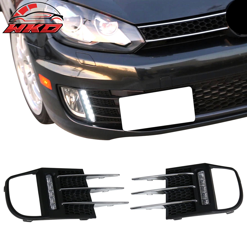 Fits 10-14 VW Golf MK6 GTI White LED Running Light DRL Fog Lights