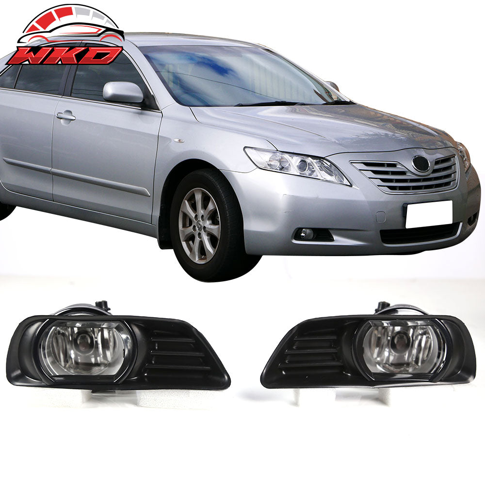 Fits 07-09 Toyota Camry 2PCS Front Bumper Clear Fog Lights Lamp W/Cover + Bezel