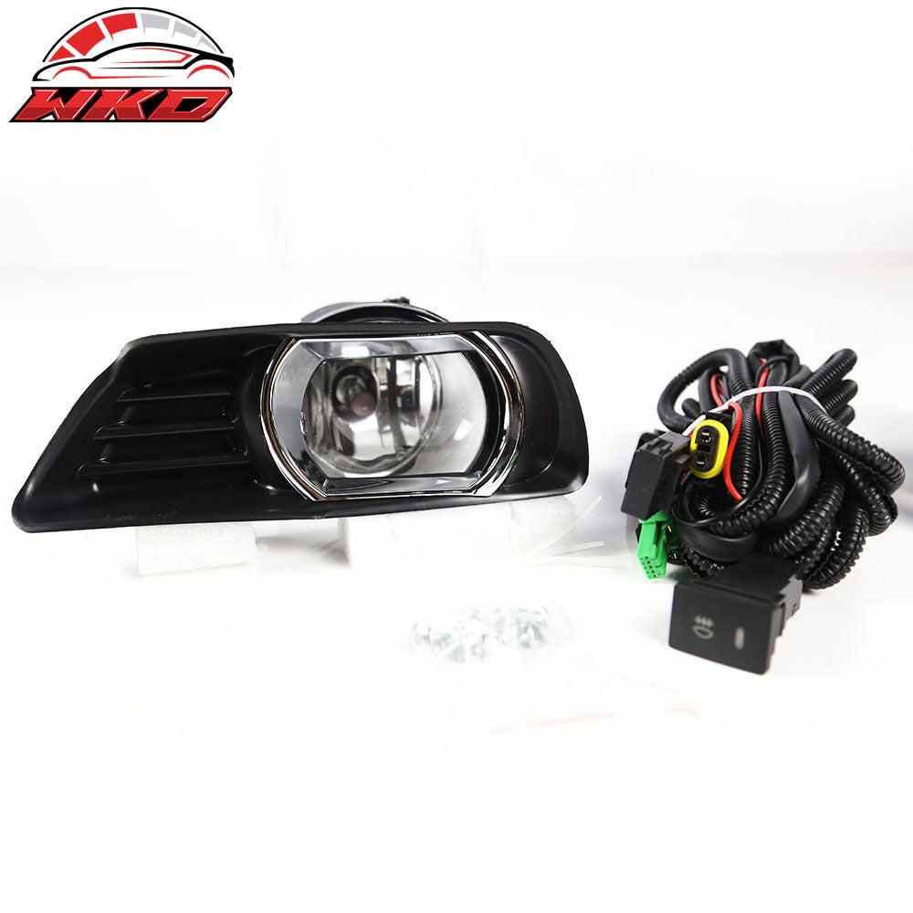 Fits 07-09 Toyota Camry Front Bumper Clear Fog Lights With Chrome Bezel