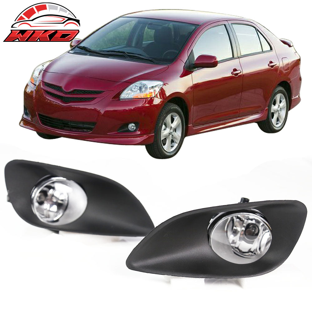 Fits 06-08 Toyota Yaris Sedan 2PCS Left & Right Front Bumper Clear Fog Lights