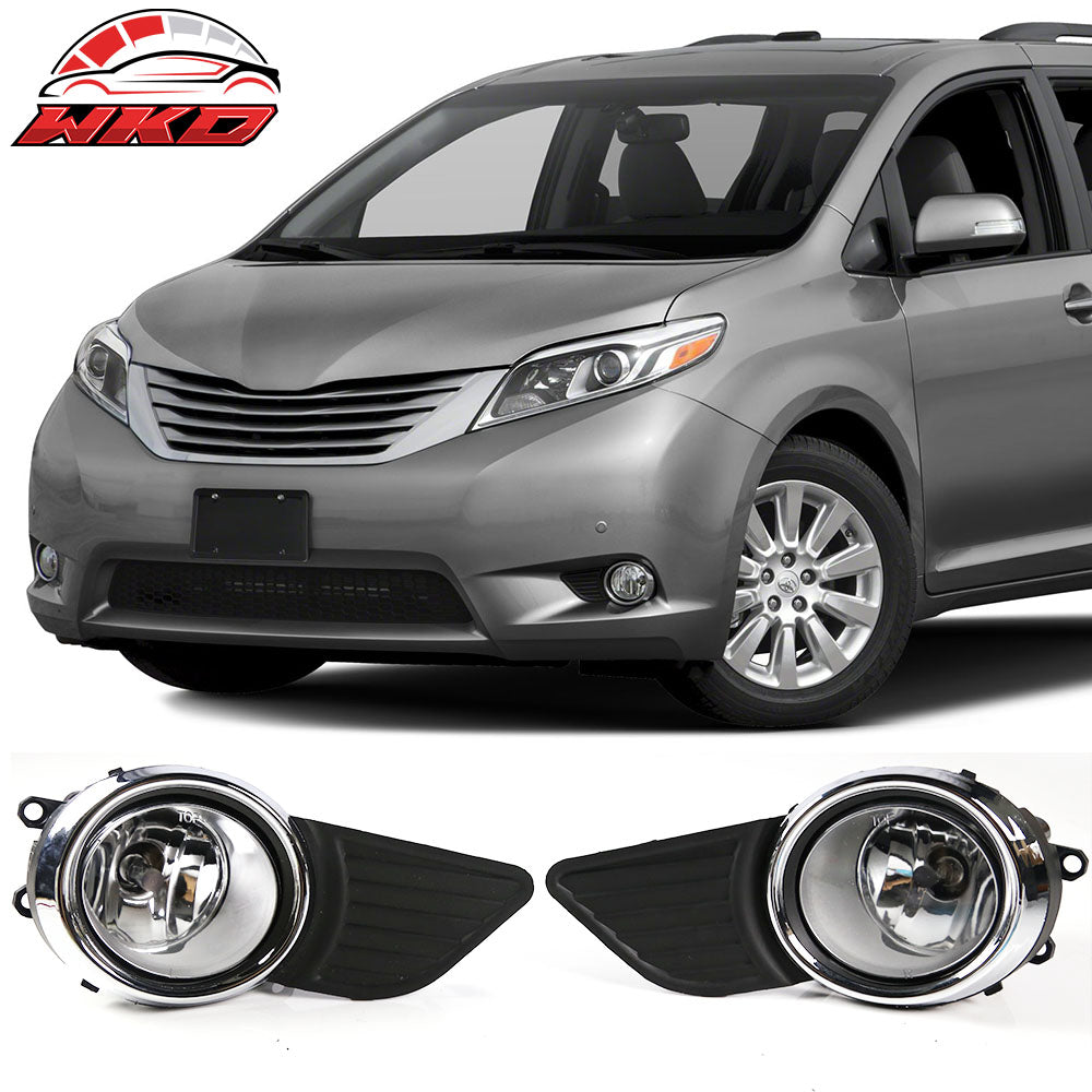 Fits 11-17 Toyota Sienna 2PCS Front Bumper Fog Lights Clear Lens
