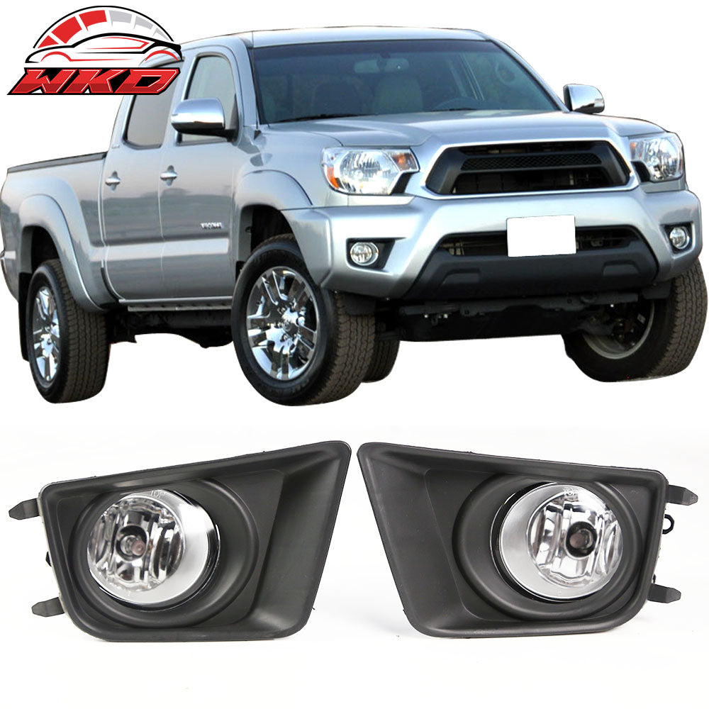 Fits 12-15 Toyota Tacoma 2PCS Front Bumper Fog Lights Lamp Kit W/Clear Lens