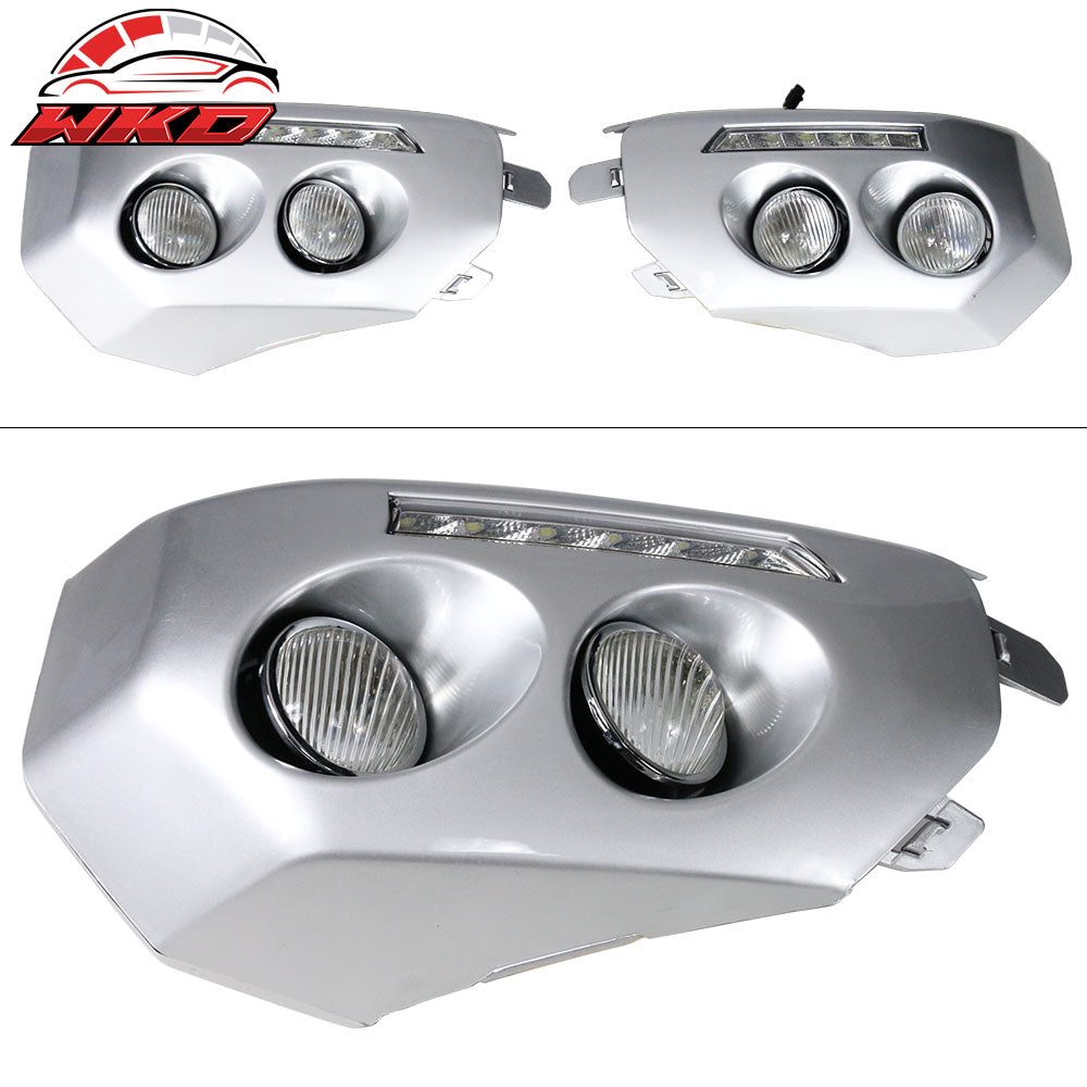 Fits 07-14 Toyota FJ Cruiser 2PCS Front Bumper Fog Lights Lamps DRL LR + RH