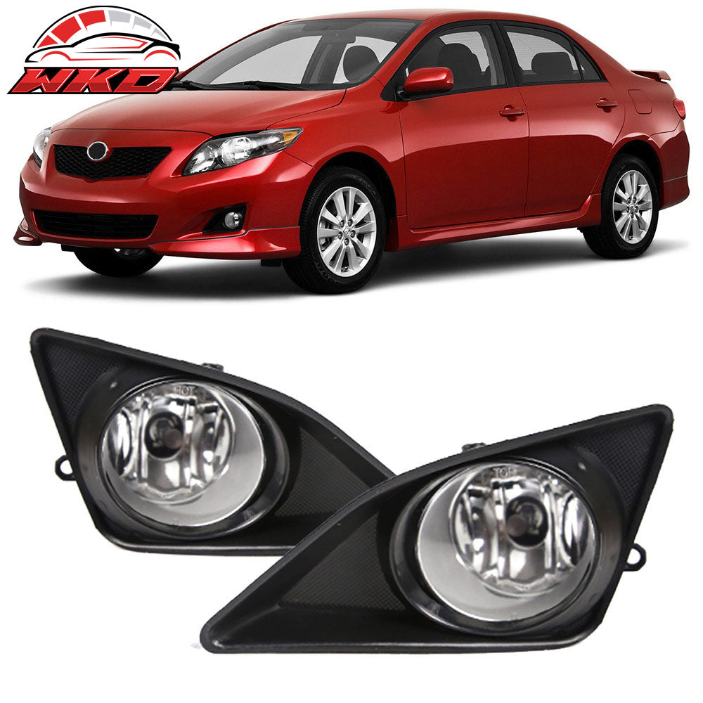 Fits 09-10 Toyota Corolla Clear Silver Bezel Fog Light Left Right