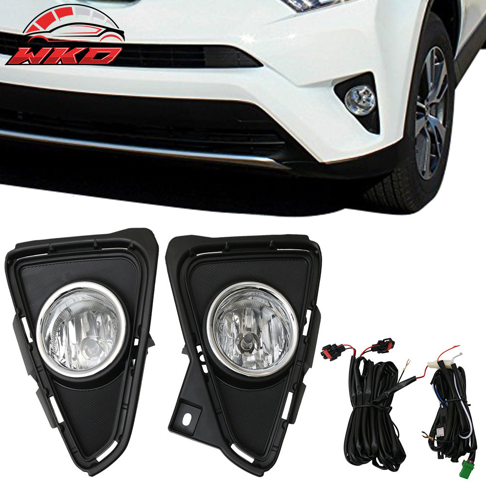 Fits 16-17 Toyota RAV4 2PCS Front Bumper Clear Lens Fog Lights Lamps W/Cover