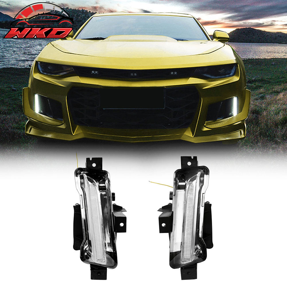 Fits 16-24 Chevy Camaro ZL1 2PCS DRL Fog Lights Front Bumper Driving Lamps Clear