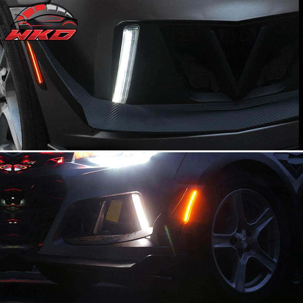 Fits 16-24 Chevy Camaro ZL1 2PCS DRL Fog Lights Front Bumper Driving Lamps Clear