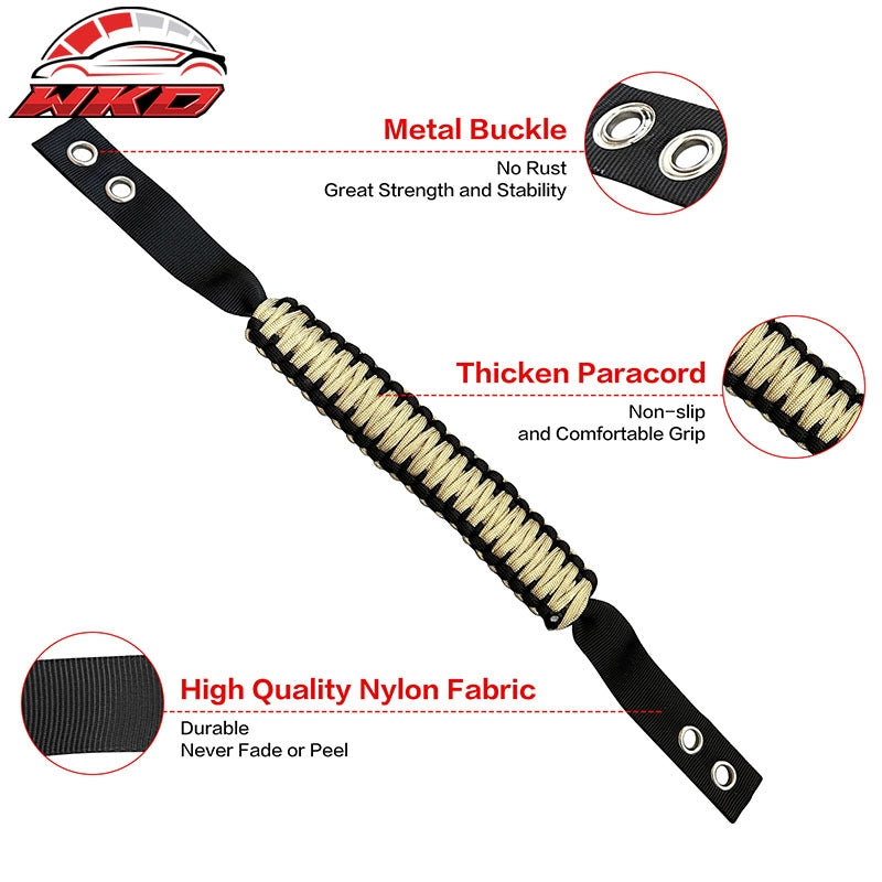 For 21-26 Ford Bronco 2/4Dr 2PC Yellow Nylon Roll Bar Grab Handles Paracord Grip
