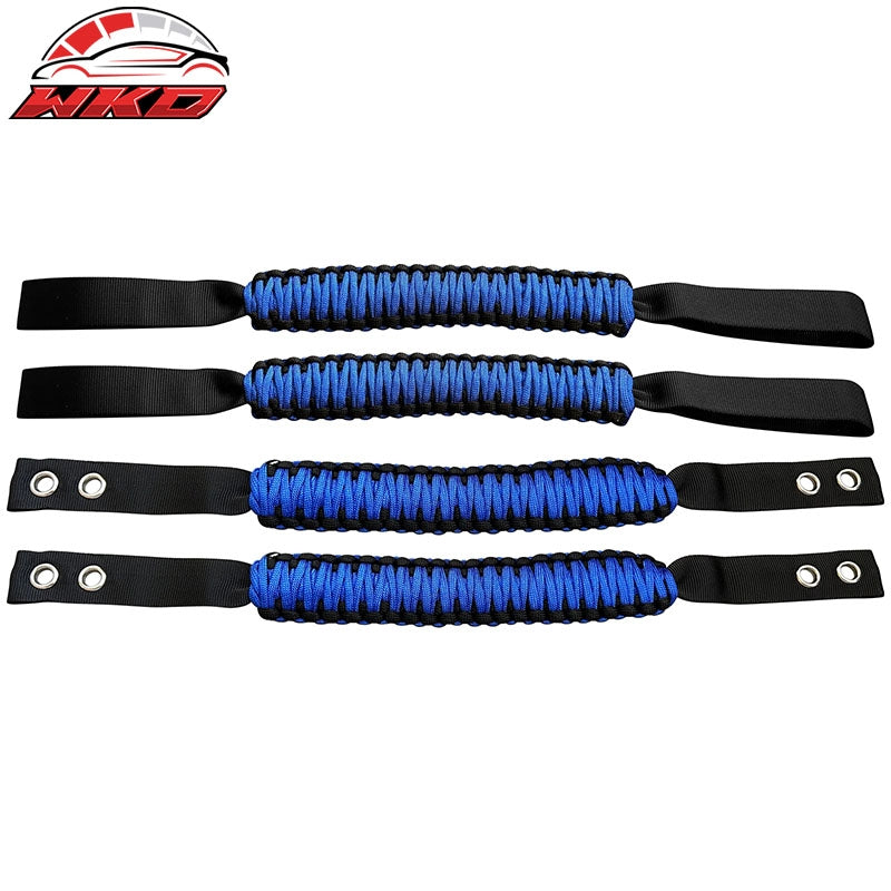 Wholesale 21-26 Ford Bronco 2PC Front Headrest Handle + 2PC Roll Bar Grab Blue Nylon