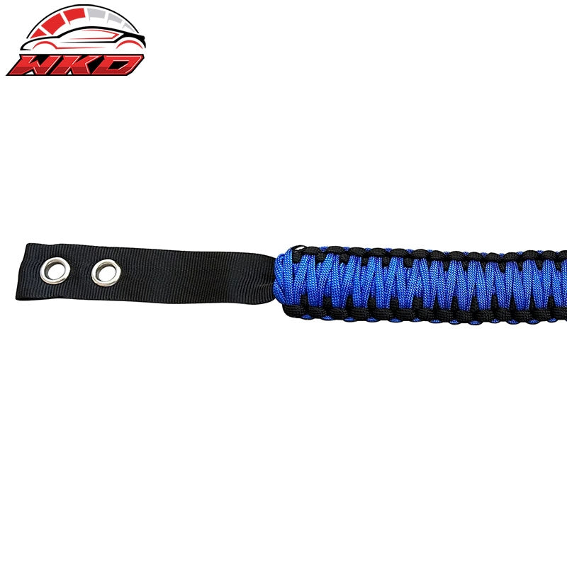 Fits 21-26 Ford Bronco 2PC Front Headrest Handle + 2PC Roll Bar Grab Blue Nylon