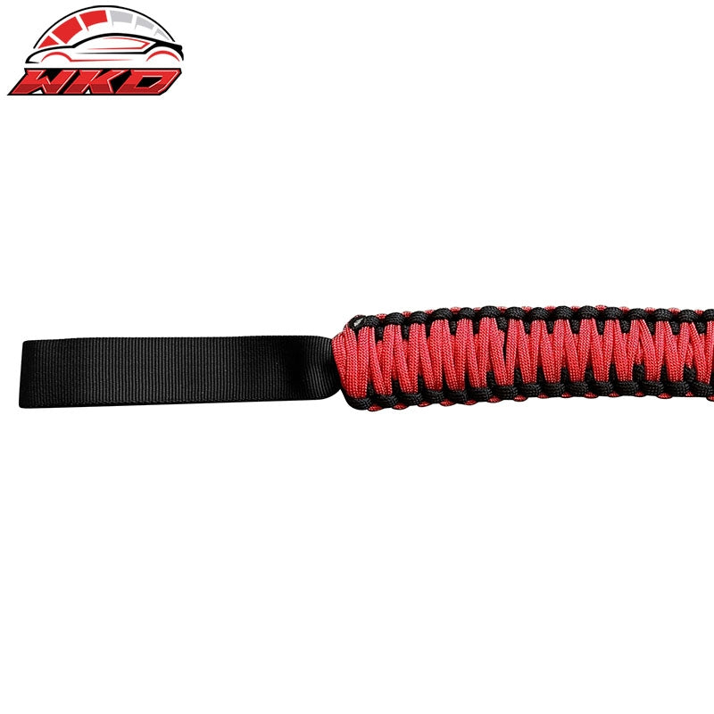 Fits 21-26 Ford Bronco 2PC Front Headrest Handle + 2PC Roll Bar Grab Red Nylon