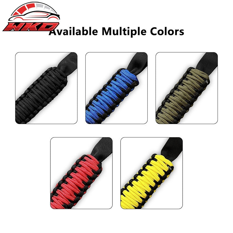 Fits 21-26 Ford Bronco 2PC Front Headrest Handle + 2PC Roll Bar Grab Red Nylon
