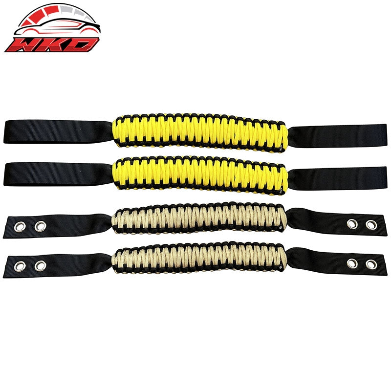 Wholesale 21-26 Ford Bronco 2PC Front Headrest Handle + 2PC Roll Bar Grab Yellow Nylon