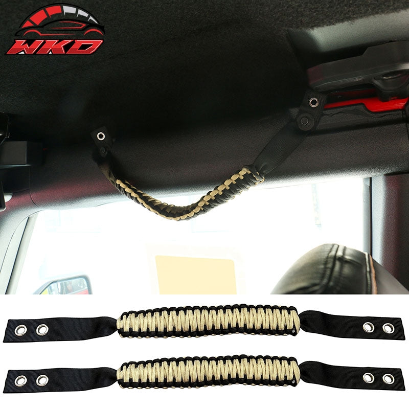 For 21-26 Ford Bronco 2PC Front Headrest Handle + 2PC Roll Bar Grab Yellow Nylon
