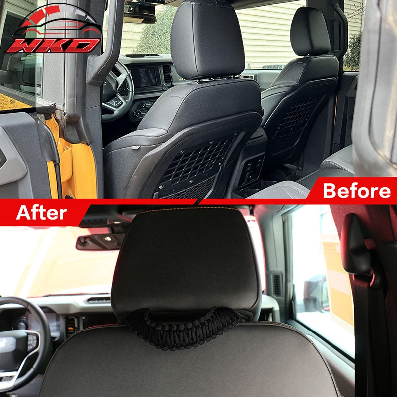 Fits 21-26 Ford Bronco Front Headrest Handles Roll Bar Grab Black Nylon 2PCS