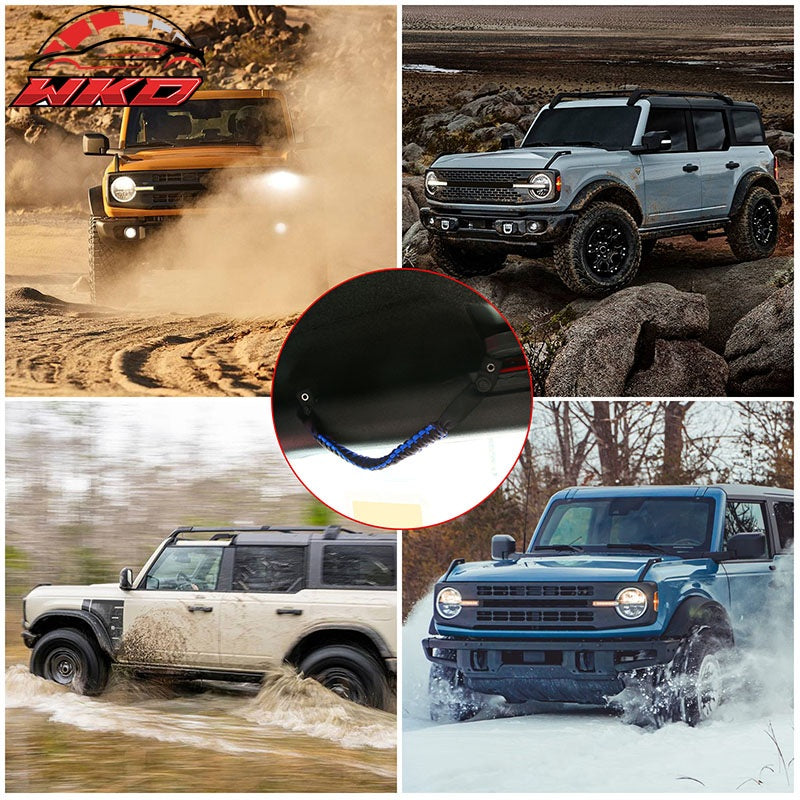Fits 21-26 Ford Bronco 4PC Blue Nylon Roll Bar Grab Handles Paracord Grip Handle