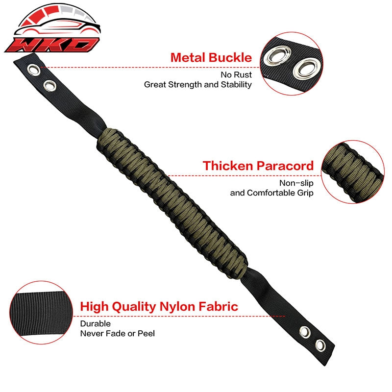 For 21-26 Ford Bronco 4PC Green Nylon Roll Bar Grab Handles Paracord Grip Handle