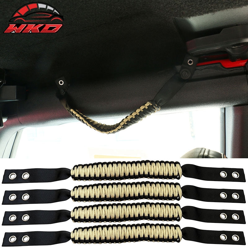 Fits 21-26 Ford Bronco 4PCS Yellow Nylon Roll Bar Grab Handles Paracord Grip