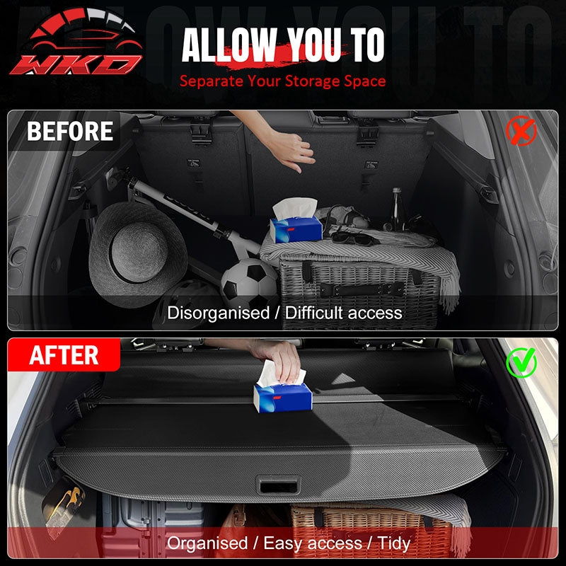 Fits 15-24 Ford Edge Retractable Rear Trunk Cargo Cover Carbon Fiber Texture