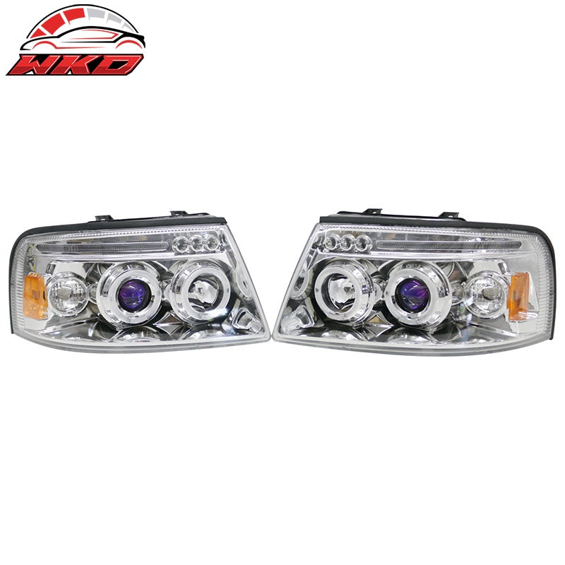 Wholesale For 03-06 Ford Expedition Front Bumper Head Lights Chrome Housing Blue Projector