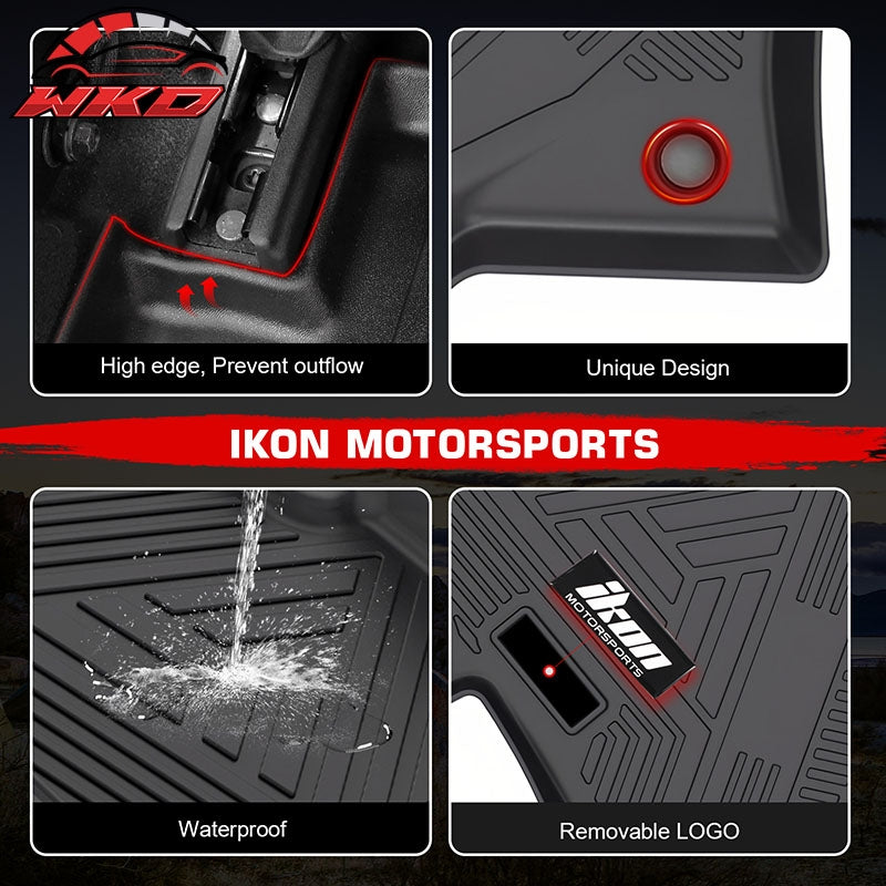 Fits 15-19 Ford Explorer 3D IKON Anti-Slip Floor Mats All Weather TPE Carpets