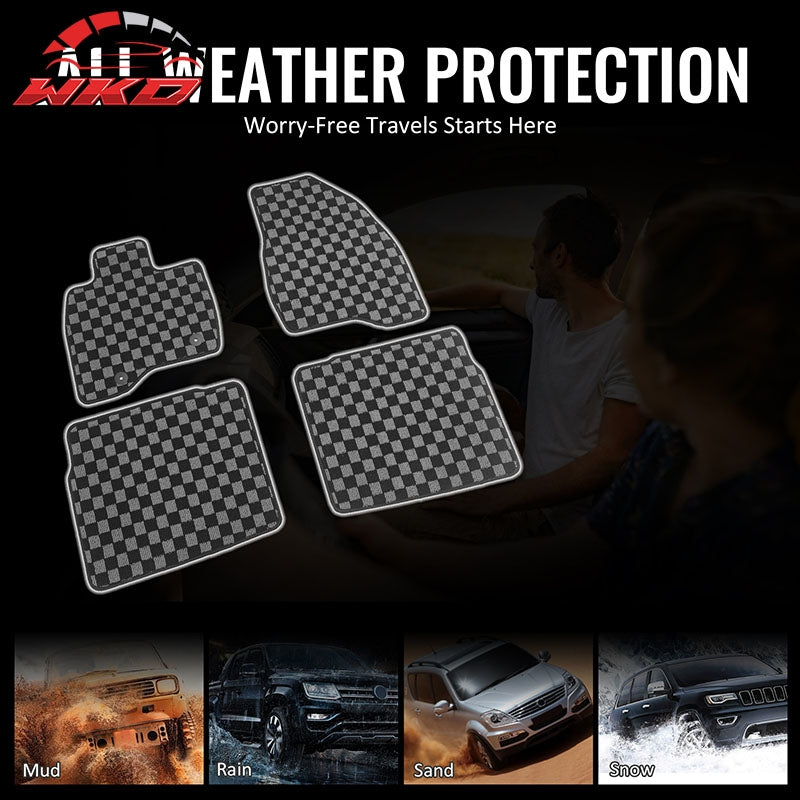 Fits 15-19 Ford Explorer Floor Mats Non-Slip Carpets Checkered Black Gray Plaid
