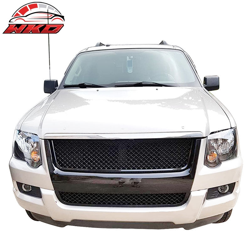 Fits 07-10 Ford Explorer Sport Trac Mesh Unpainted Hood Grille