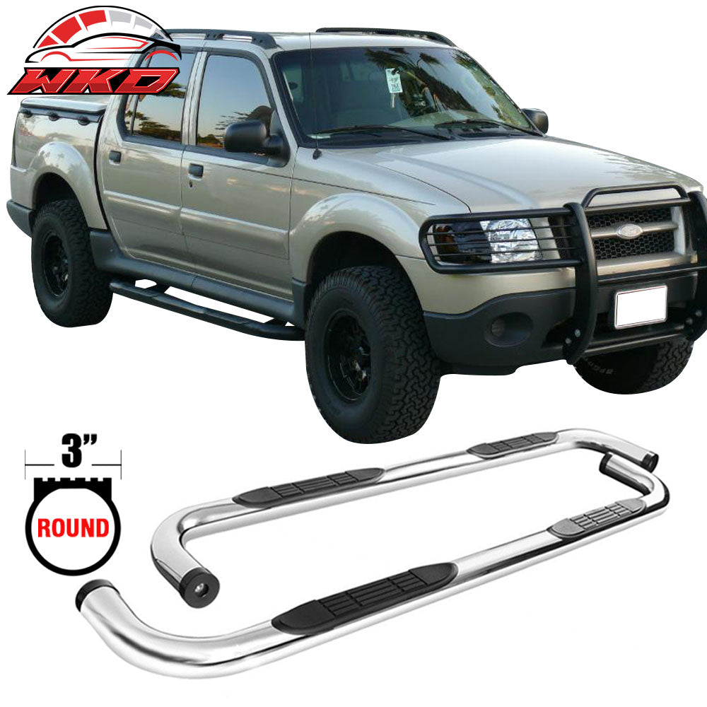 Fits 01-06 Explorer Sport Trac 3'' Side Step Nerf Bars Running Board Round Style