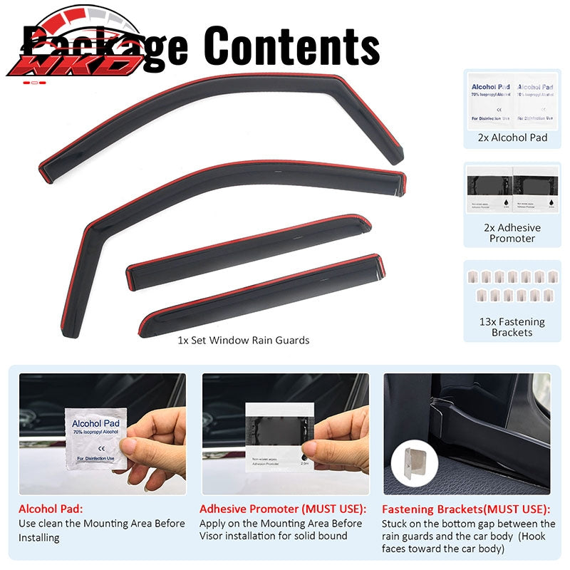 Fits 09-14 Ford F-150 Crew Cab In-Channel Window Visors Rain Guards Deflectors