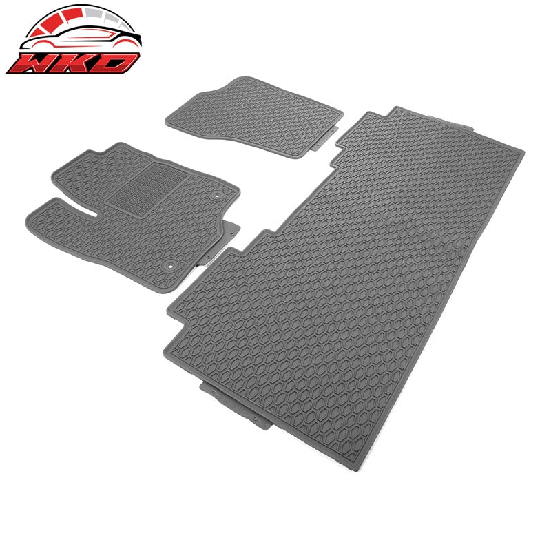 For 15-24 Ford F-150 Crew Cab Heavy Duty Gray Latex Floor Mats Front Second Row