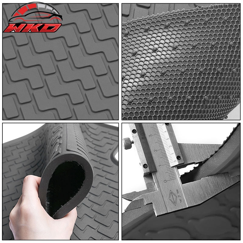 For 15-24 Ford F-150 Crew Cab Heavy Duty Gray Latex Floor Mats Front Second Row
