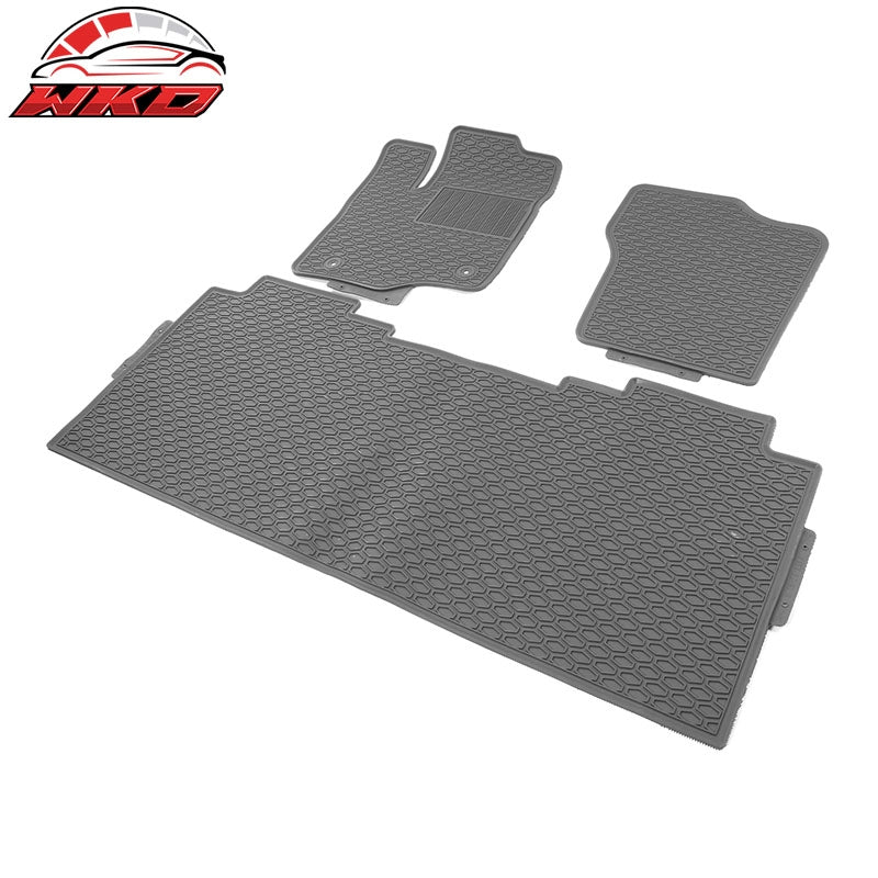 For 15-24 Ford F-150 Crew Cab Heavy Duty Gray Latex Floor Mats Front Second Row