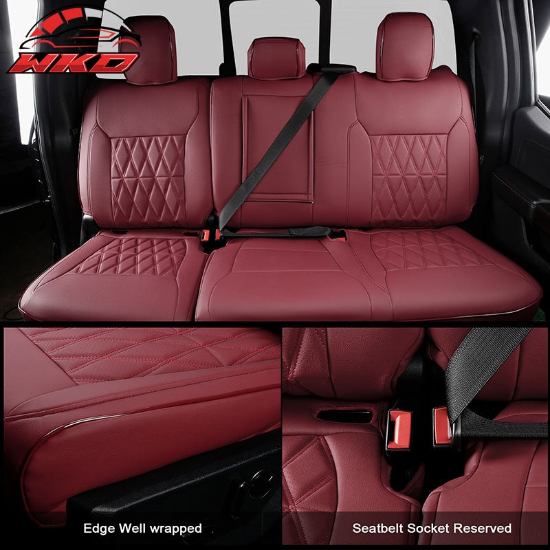 Fits 15-20 Ford F-150 17-22 F-250 F-350 F-450 Crew Cab Seat Covers Full Set Red