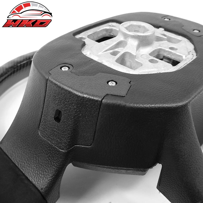 Fits 15-20 F150 17-22 F250 Carbon Fiber Steering Wheel Alcantara W/ Red Stitch