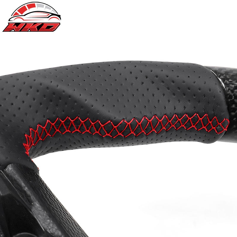 Fits 15-22 Ford F-150 F-250 Steering Wheel Carbon Fiber W/Red Stitch & Indicator