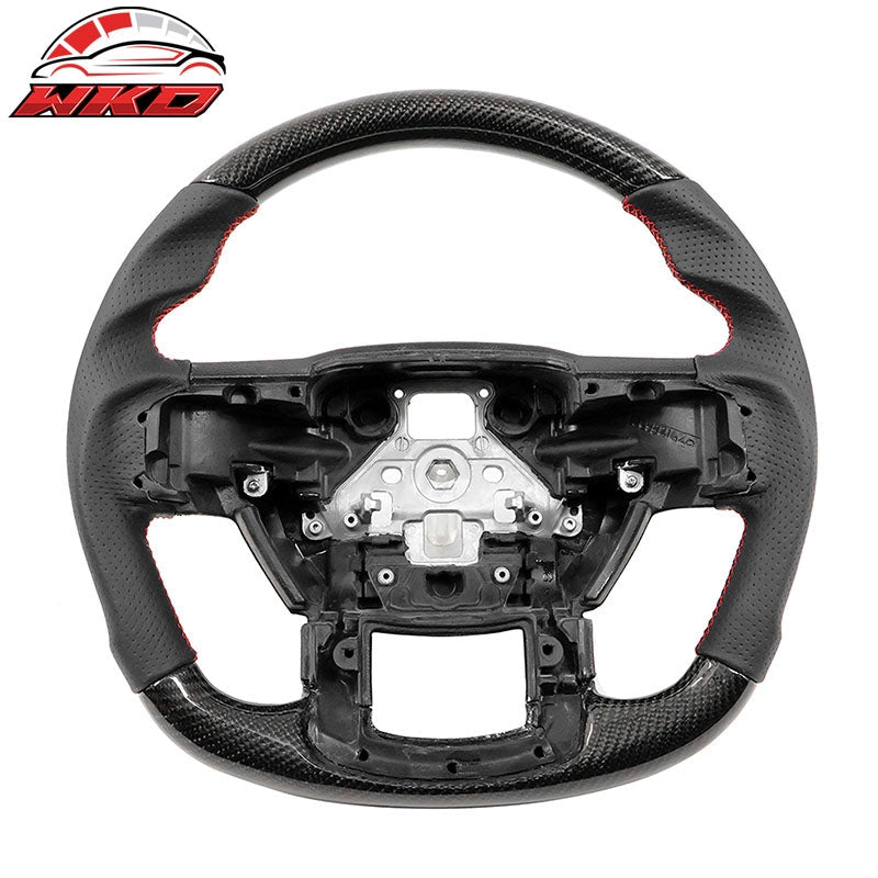 Wholesale 15-20 F150 17-22 F250 F350 Carbon Fiber Steering Wheel Leather W/ Red Stitch