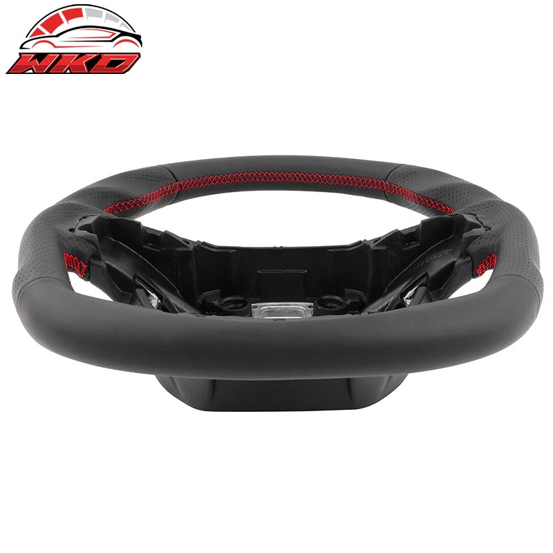 Fits 15-20 F150 17-22 F250 F350 F450 All Leather Steering Wheel W/ Red Stitching