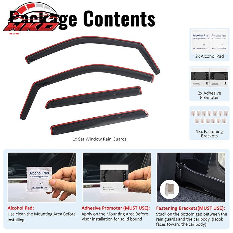 Fits 21-26 Ford F-150 & 23-26 F-250 Super Duty Crew Cab In-Channel Window Visors