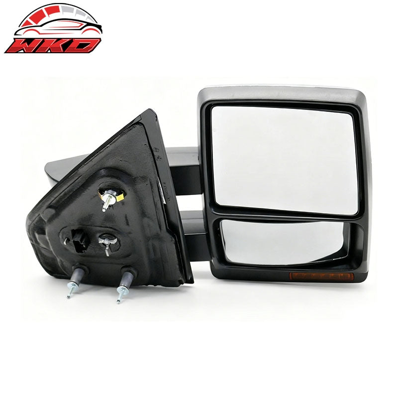 For 07-14 Ford F-150 Power Heated Side Towing Mirrors w/ LED Signal Puddle Light