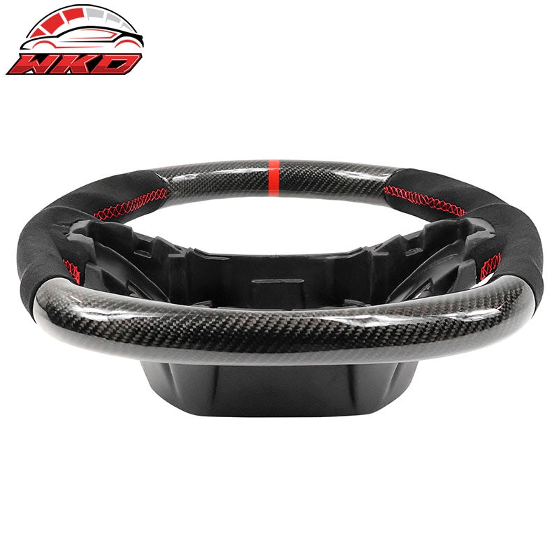 Fits 15-22 Ford F-150 Steering Wheel W/Red Stitch & Indicator Carbon Fiber CF