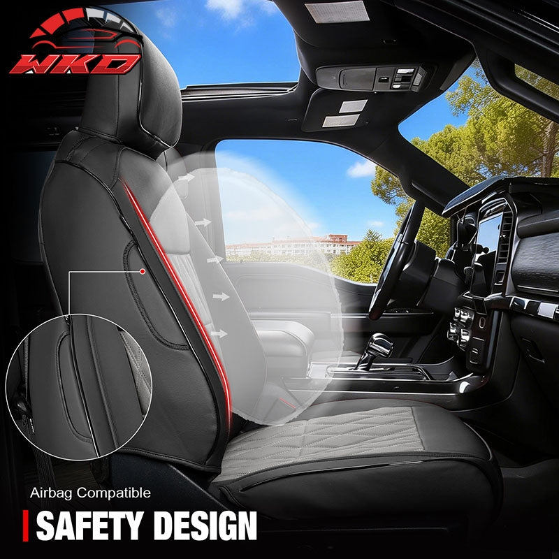 Wholesale 15-20 Ford F150 17-22 F250 F350 F450 Crew Cab Front Seat Covers Black& Gray - Wikond Auto