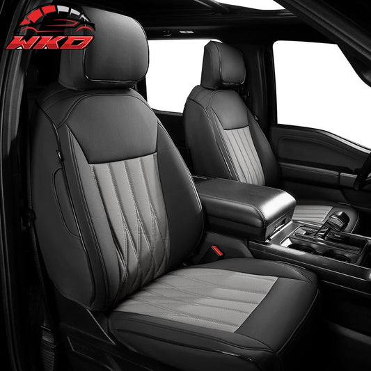 Wholesale 21-26 Ford F150 22-26 F250 F350 F450 Crew Cab Front Seat Covers Black& Gray - Wikond Auto